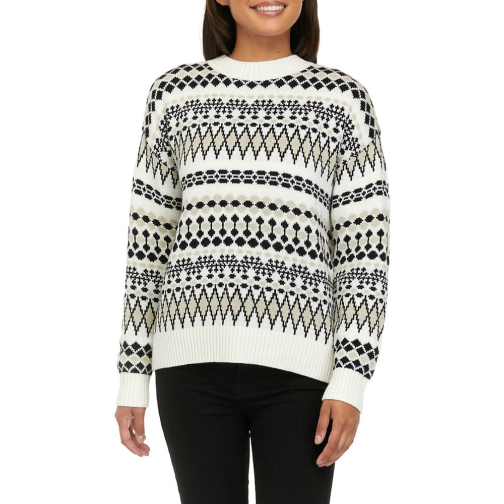 CHAPS Fair Isle Crew Neck Sweater, Women’s Medium